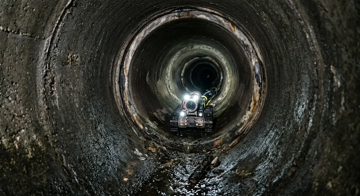 Robotic sewer camera inspecting pipe interior for Sewer Line Cleaning in Bainbridge Island